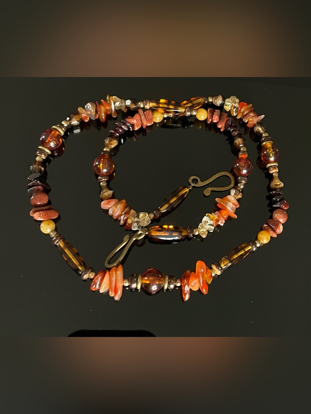 Artisan Amber-Tone Beaded Necklace